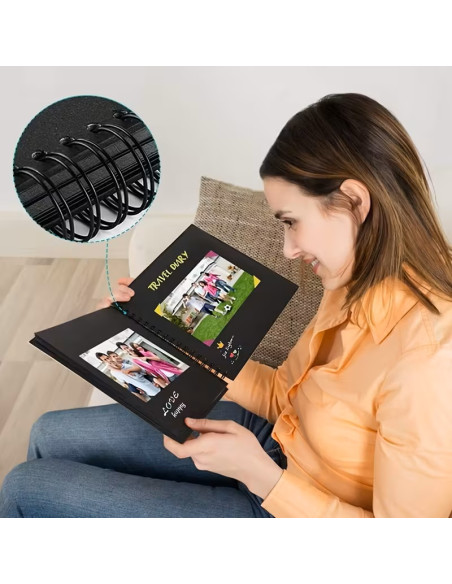 Album SCRAPBOOKING czarny 60 stron + naklejki do zdjęć