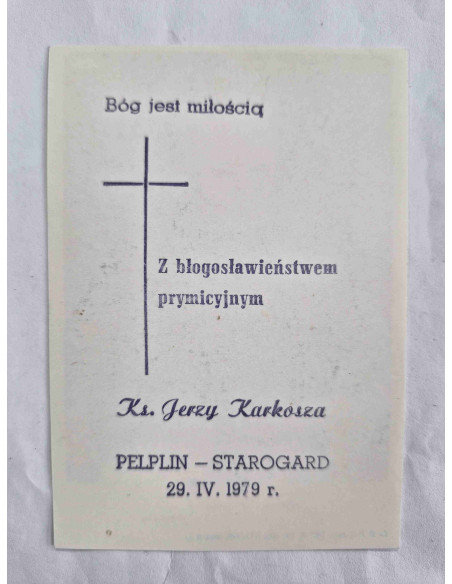 Obrazek święty Jan Paweł II 1979 Pelplin Ks. Jerzy Karkosza Msza prymicyjna