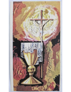 Obrazek święty Kielich i Krzyż 1985 Pieniężno Czesław...