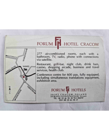Wizytówka reklamowa Hotel Forum Kraków