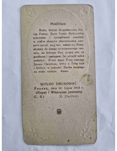 Obrazek święty Panna Anielska 1913