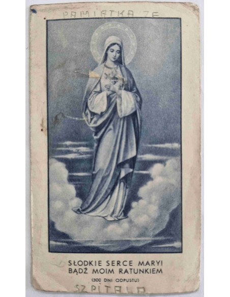 Obrazek święty Słodkie Serce Maryi Odpust 1927