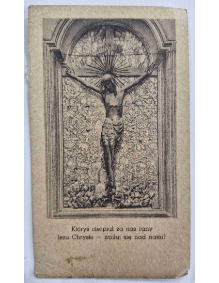 Obrazek święty Jezus Chrystus na Krzyżu 1940 Kraków