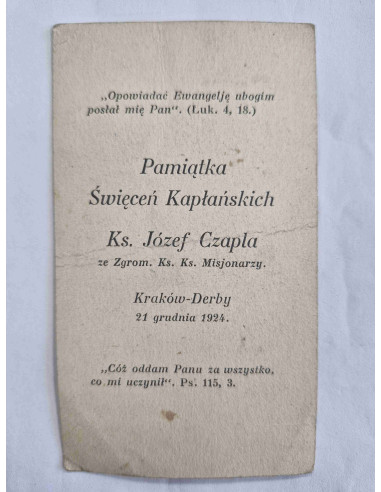 Obrazek święty Pamiątka Święceń Kapłańskich Ks....