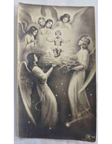 Obrazek święty Dzieciątko Jezus na sianku i...