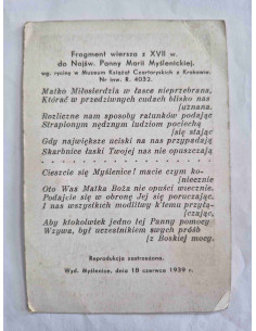 Obrazek święty Cudowny obraz Matki Boskiej Myślenickiej 1939 2