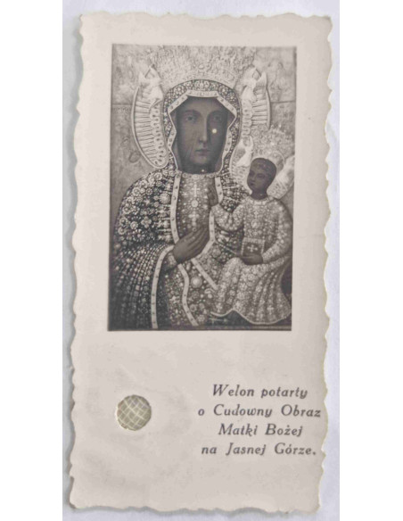 Obrazek święty Welon potarty o Cudowny Obraz Matki Bożej na Jasnej Górze