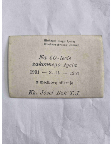 Obrazek święty Na 50 lecie zakonnego życia 1951
