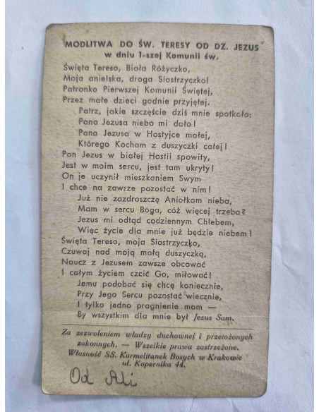 Obrazek święty I-sza Komunia Św. Teresy od Dzieciątka Jezus