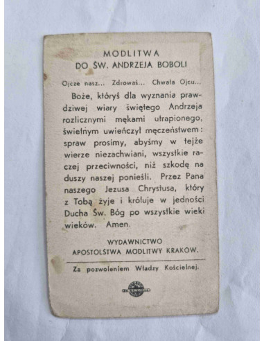Obrazek święty Święty Andrzej Bobola T. J. Kraków