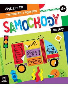 Samochody na ulicy Wyklejanka rysowanka z figurami 4+