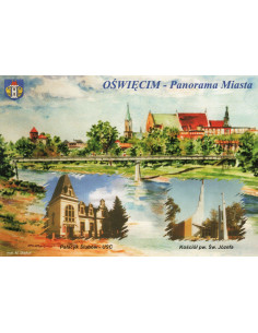 Pocztówka Oświęcim Panorama miasta Klub filatelistów i...