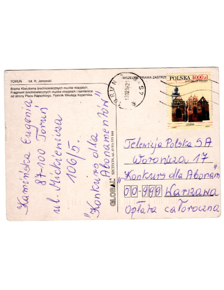 Pocztówka Toruń miasto