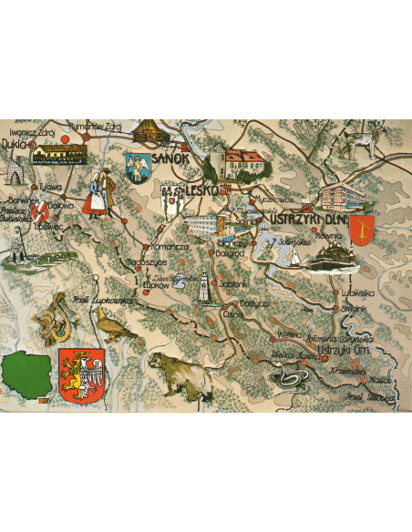 Pocztówka Bieszczady mapa
