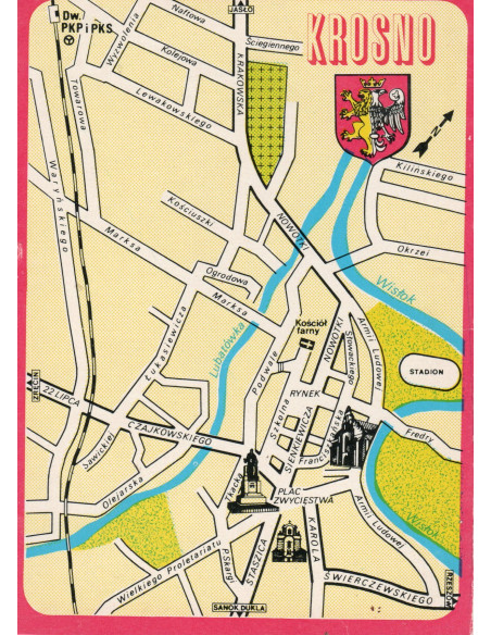 Pocztówka Krosno mapa
