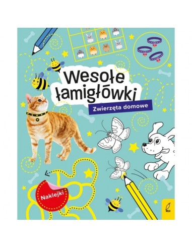 Wesołe łamigłówki z naklejkami Zwierzęta domowe