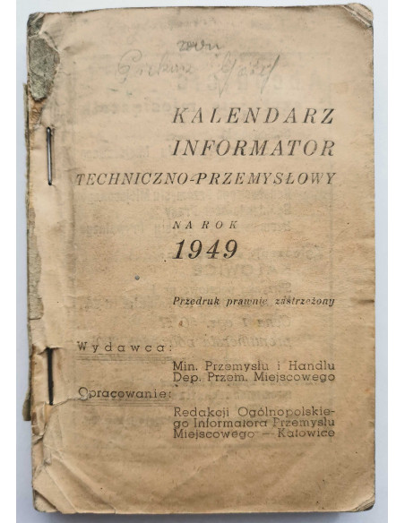 Kalendarz Informator Techniczno-Przemysłowy 1949