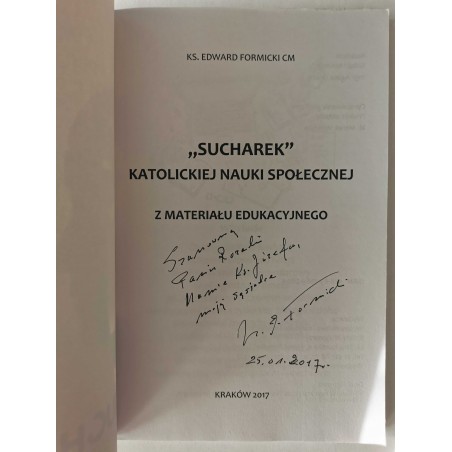 Ks. Formicki Edward CM - Sucharek  AUTOGRAF